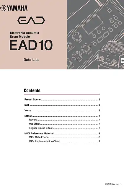 yamaha雅马哈EAD10 Data List